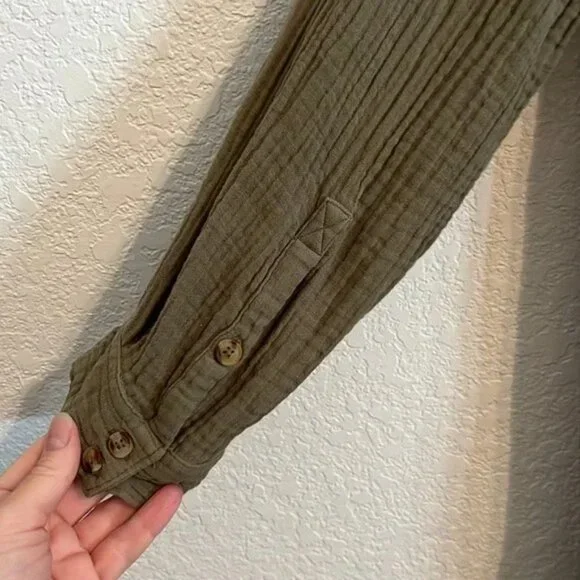 A+ Anthropologie Maeve olive cotton gauze long sleeve tunic mini dress. Sz. 20W - Picture 9 of 10